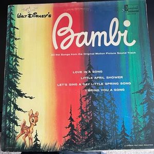 Bambi Original 1963 Disney Soundtrack Vinyl LP, DISNEYLAND RECORDS #1203 VG+